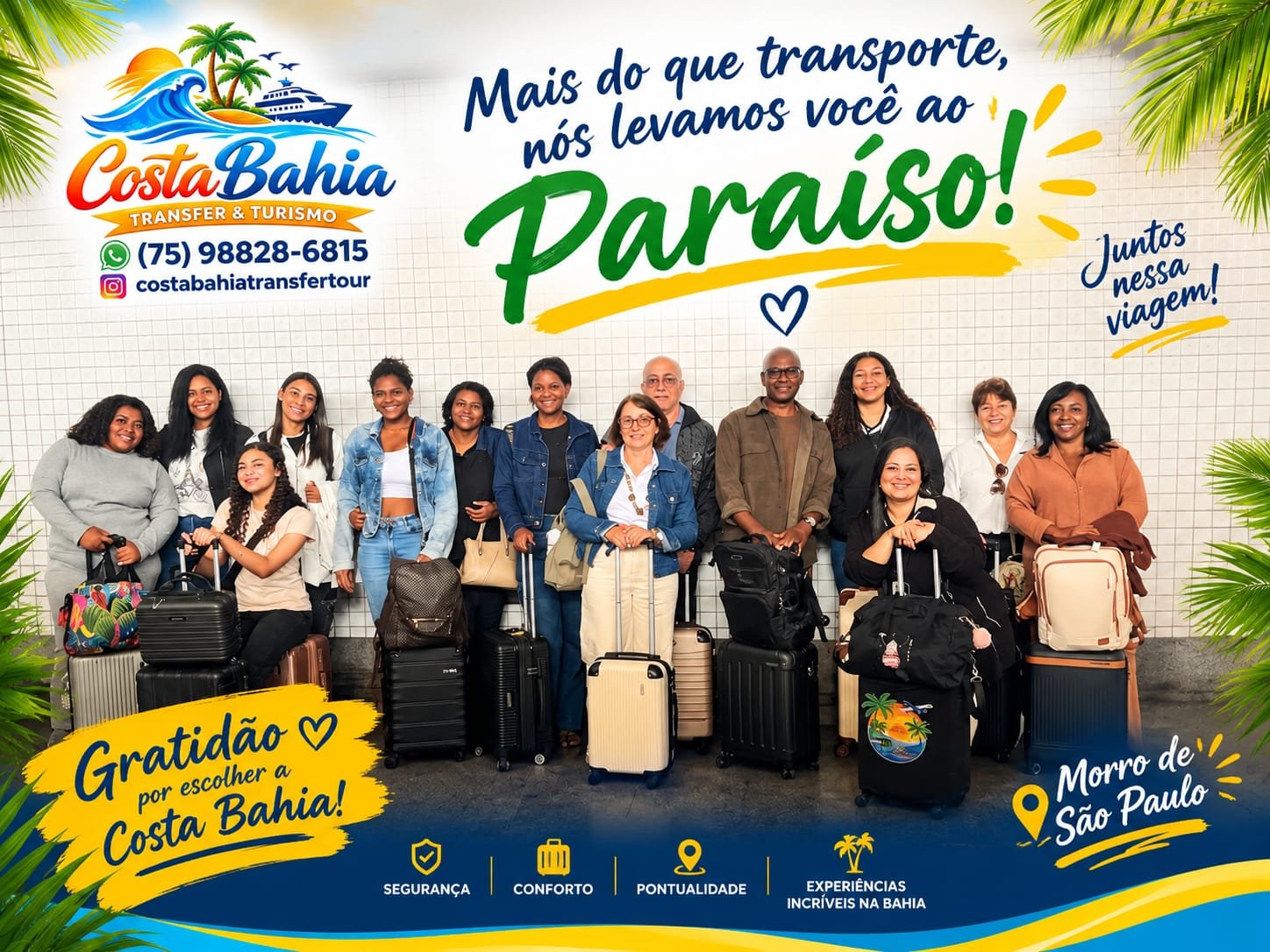 Grupo de viajantes com suas bagagens